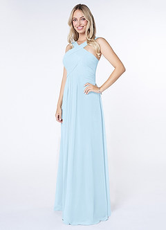 Azazie Kaleigh Bridesmaid Dresses Sky Blue A-Line Pleated Chiffon Dress image3