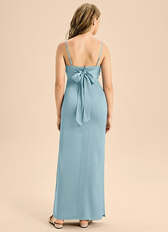 Azazie Mai Junior A-Linie Herzausschnitt Stretch-Satin Kleid Stimmungsvolles Blau image2