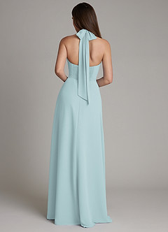 Azazie Myra 신부 들러리 드레스 A라인 하이넥 쉬폰 바닥 길이 드레스 image2