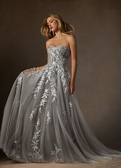 Azazie Keri Robes de mariée Robe Princesse en Dentelle Sans bretelles Blanc Diamant Cacao image6