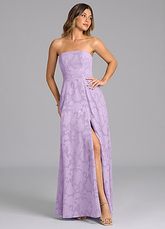 Azazie Wren Bridesmaid Dresses Lilac A-Line Strapless Floral Burnout Dress image7
