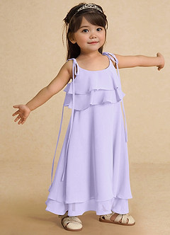 Azazie Temi Flower Girl Dresses Lilac A-Line Spaghetti Strap Chiffon Dress image8