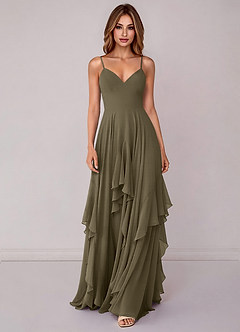 Azazie Zaina Bridesmaid Dresses Willow Green A-Line Chiffon Dress image4