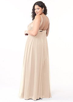 Azazie Aziza Bridesmaid Dresses White Alabaster A-Line V-Neck Pleated Chiffon Dress image10