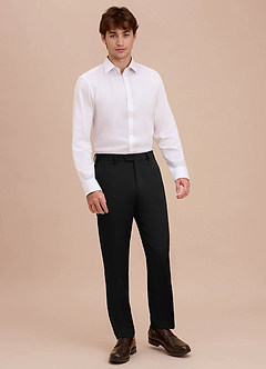 front Ethan Black Refined Weave Dress Pants