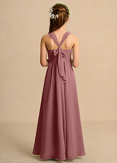 Azazie Tater Junior Formal Flower Girl Dresses Desert Rose A-Line Pleated Chiffon Dress image2
