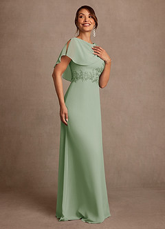 Azazie Frieda Kleider für die Brautmutter A-Linie Applizieren Chiffon Kleid Staubiger Salbeigrün image4