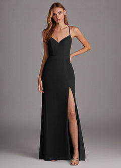Azazie Manila Bridesmaid Dresses Black Sheath V-Neck Chiffon Dress image1
