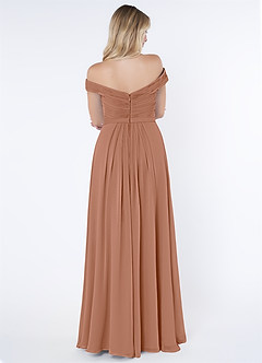 Azazie Audrianna Robes de demoiselle d'honneur Robe Trapèze Convertible en Mousseline de soie Schulterfrei gerafft Bronze image3