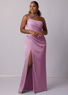 Barbie ♥ Azazie Bridesmaid Dresses Wisteria Mermaid One Shoulder Stretch Satin Dress image8
