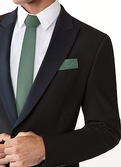 front Matte Satin Skinny Tie and Pocket Square Set