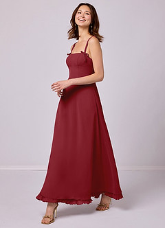 Barbie ♥ Azazie Vestidos de damas de honor Vestido de Granada de Gasa de Corte en A con Plisado image4