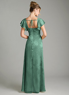 Azazie Bondi Bridesmaid Dresses Eucalyptus A-Line Ruched Floral Jacquard Burnout Dress image2
