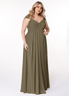 Azazie Kaitlynn Abiti da Damigella Abito Convertibile Impero in Chiffon Increspato Willow Green image12