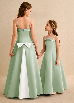 Azazie Izel Junior Formal Flower Girl Klänningar Klä A-Line i Matt satäng Plisserad image1