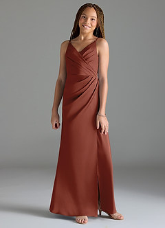 Azazie Maci Junior Klä av Sjöjungfru i Stretch Satin Plisserad image1