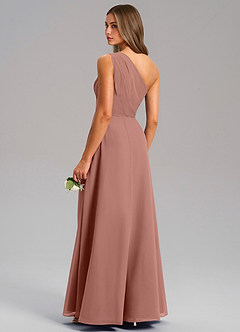 Azazie Phaedra Bridesmaid Dresses Cedar Rose A-Line One Shoulder Chiffon Dress image7