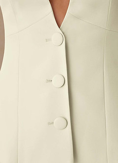 front Elara Ivory Extreme-Plunge Refined Weave 2-Piece Suit
