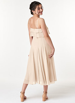 Azazie Ensley Junior White Alabaster A-Line Pleated Chiffon Dress image6