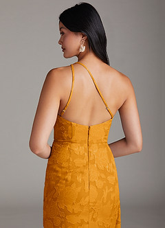 Azazie Mika Jurken voor bruidsmeisjes Jurk van Bloemen Burn-out met Kolom One-Shoulder Boterbabbelaar image6