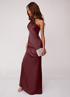 Barbie ♥ Azazie Bridesmaid Dresses Sangria Sheath Stretch Satin Dress image5