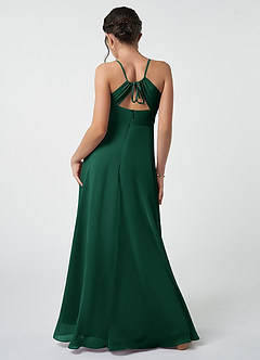 Azazie Avelina Junior Emerald A-Line Pleated Chiffon Dress image3