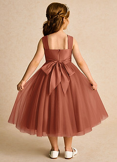 Azazie Dovey Abiti da Ragazza di Fiori Abito Principessa in Tulle Fiocco Auburn image3