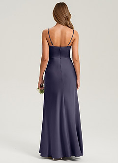 Azazie Lidia Jurken voor bruidsmeisjes Jurk van Stretch Satijn met Zeemeermin Zijsplit Stormachtig image8