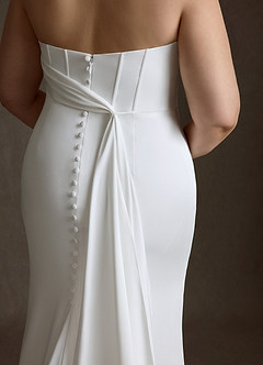 Azazie Cherity Wedding Dresses Diamond White Mermaid Strapless Crepe Back Satin Dress image13