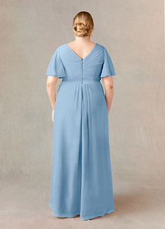 Azazie Morning Glory Mother of the Bride Dresses Powder Blue A-Line V-Neck Ruched Chiffon Dress image6