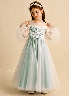 Azazie Zimi vestidos de niña de las flores Vestido de Agave de Tul de Princesa con Escote de Corazón image3