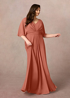 Azazie Oksana Vestidos para mãe da noiva Vestido Argila de Chiffon de Linha A com Plissado image7