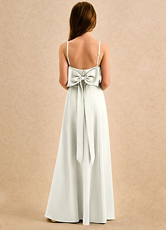 Azazie Chamomile Girls Formal Sukienki dla dziewczynek sypiących kwiaty Linia A Pofałdowany Satyna elastyczna Długość podłogi Sukienka image5