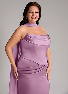 Azazie Sorrel Jurken voor bruidsmeisjes Converteerbaar Jurk van Stretch Satijn met Zeemeermin Strapless Blauweregen image10