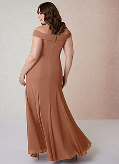 Azazie Lecia Vestidos de damas de honor Vestido de Bronceador de Gasa de Imperio Convertible con Plisado fuera del hombro image9