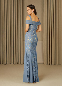 Azazie Claribel Mother of the Bride Dresses Dusty Blue Mermaid Off the Shoulder Lace Dress image4
