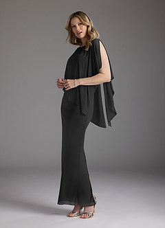Azazie Aspyn Mother of the Bride Dresses Black Sheath Beaded Mesh Dress image5