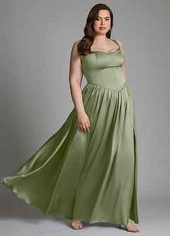 Azazie Francis Brautjungfernkleider A-Linie Korsett Stretch-Satin Kleid Pistazie image13