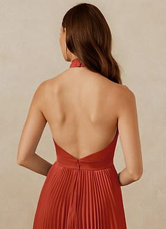 Christian Siriano Bridal for Azazie 1007 Bridesmaid Dresses Rust A-Line Pleated Stretch Satin Dress image7