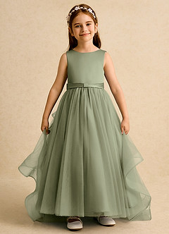 Azazie Lior Robe Demoiselle D'honneur Fillette Robe Princesse en Tulle Plissée Pistache image2