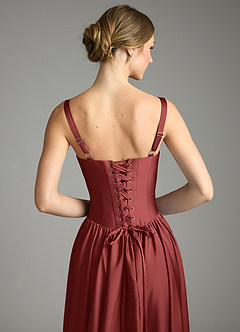 Azazie Evadina Brautjungfernkleider Eine Linie Korsett Stretch-Satin Kleid Terrakotta image6