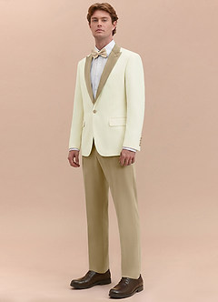 front Adrian Champagne Shawl Lapel Structured Stretch Tuxedo Suit