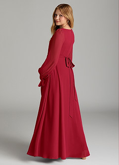 Azazie Leonia Junior Scarlet A-Line with Pockets Chiffon Dress image2