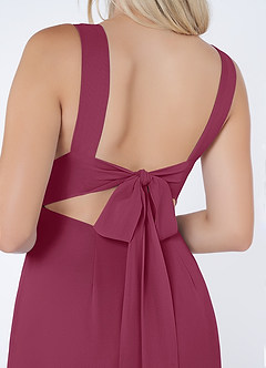 Azazie Christiana Final Sale Mulberry A-Line V-Neck Pleated Chiffon Dress image6