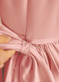 Azazie Sunray Flower Girl Dresses Rosette A-Line Spaghetti Strap Matte Satin Dress image5