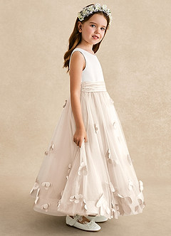 Azazie Vi Flower Girl Dresses White Alabaster A-Line Sleeveless Tulle Dress image7