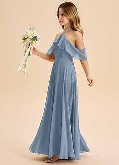 Azazie Tessabelle Junior Dusty Blue A-Line Off the Shoulder Chiffon Dress image3