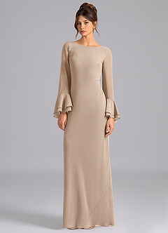 Azazie Leone Bridesmaid Dresses Taupe Mermaid Corset Chiffon Dress image5