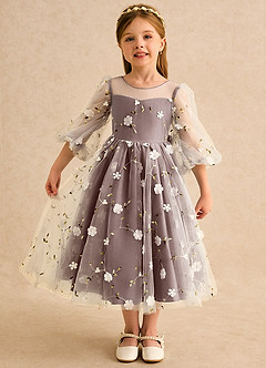 Azazie Elowen Flower Girl Dresses Espresso A-Line Sweetheart Neckline Lace Dress image1