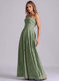 Azazie Lucienne Bridesmaid Dresses Agave A-Line Strapless Floral Burnout Dress image7